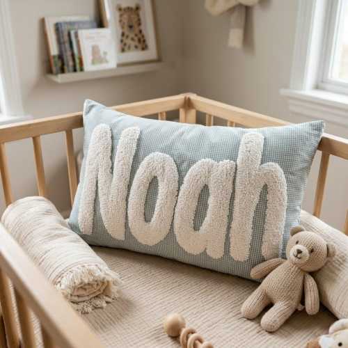 Checkerboard Custom Name Pillow,Custom Name Pillow for Kids, Baby Shower Gift,Kids Room Decor, Punch Needle Pillow,,Dorm Décor