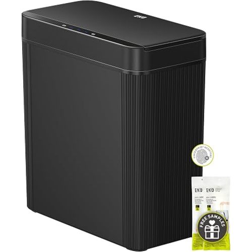 EKO Brio 10L/2.6 Gallon Motion Sensor Trash Can, Automatic Touchless Bathroom Garbage Bin, Waterproof Smart Trash Can for Kitchen, Bedroom, and Office, Black