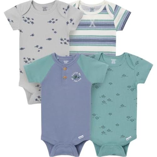 4-Pack Baby Boys Dino Blues Short Sleeve Onesies® Bodysuits