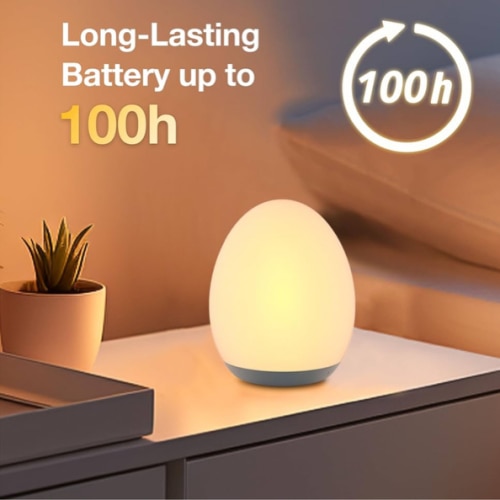 JolyWell Night Light for Kids, Baby Night Light with 7 Colors Changing Mode & Stepless Dimming, Nursery Night Light BPA Free,Rechargeable Egg Night Light for Breastfeeding 1h Timer & Touch Control