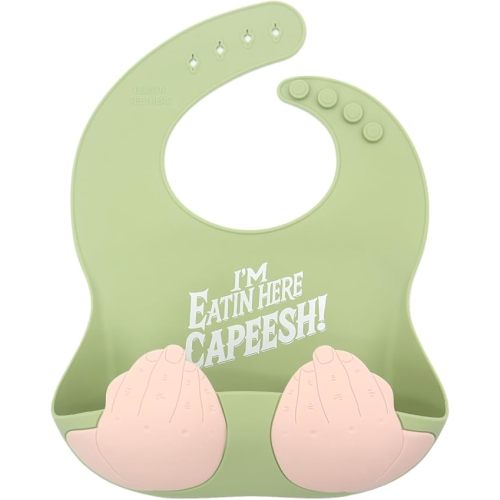Teasin' Teethers Funny Italian Silicone Baby Bib with Pocket Food Catcher for Toddlers and Infants Funny Baby Bib Gift