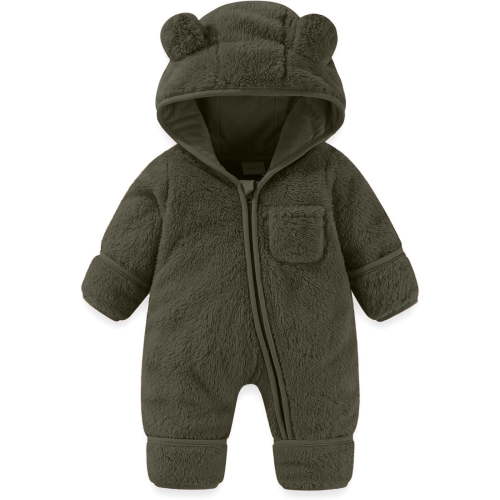 TBWNWG 3-6 Month Girl Clothes,Baby Bear Romper Outfit Suit Fold Over Mittens Footies Girls Boys Winter Snowsuit Clothes Hooded Jumpsuit,Size 0-3 Months