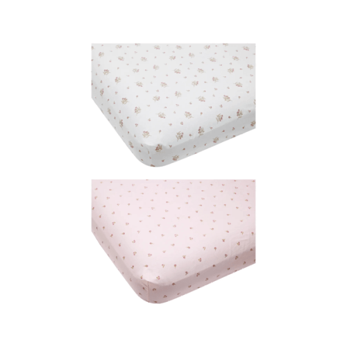 Anko 2 Pack 225 Thread Count Organic Cotton Fitted Cot Sheets - Natives