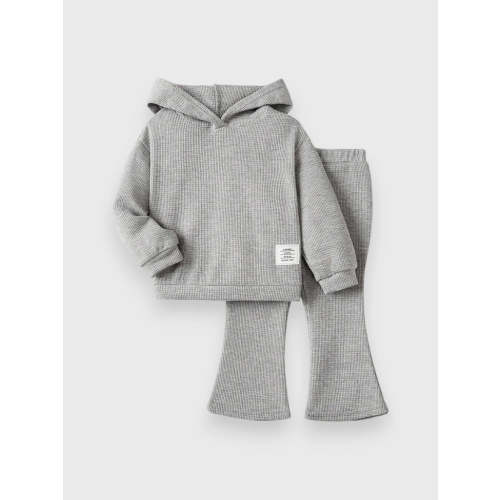 2 Pc Baby Girl Waffle Hoody Set