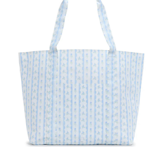 X-Large Tote - Jumbo Tote - Ribbon Floral Blue