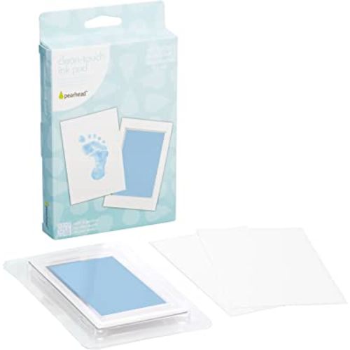 Pearhead Newborn Baby Handprint or Footprint “Clean-Touch” Ink Pad, 2 Uses, Blue