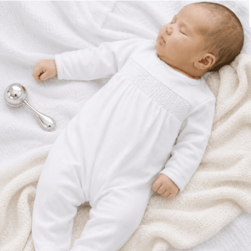 Unisex Baby White Hand Smocked Footie - Peruvian Pima Cotton – Magnolia Baby