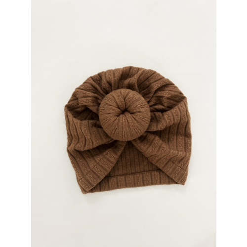 CABLE KNIT DONUT TURBAN - WARM BROWN