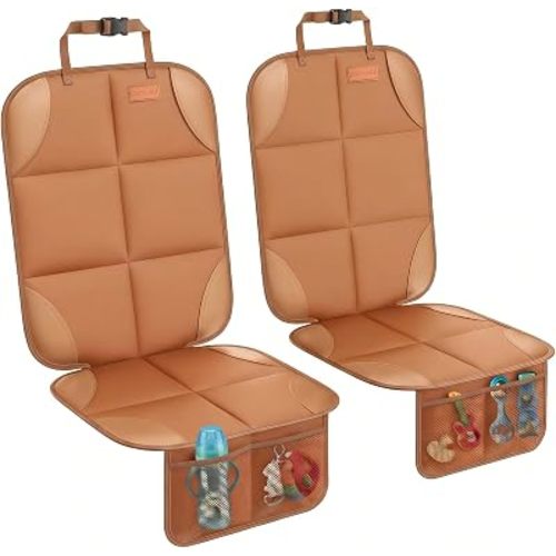 SMART ELF Car Seat Protector 2-Pack, Thick Padding Cushion with Non-Slip Backing (Dark Brown)