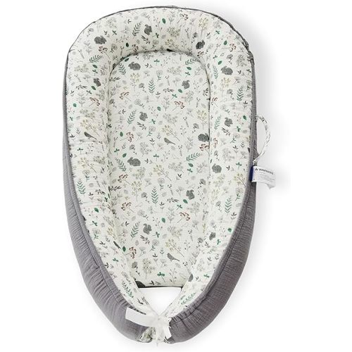 Premium Muslin Baby Lounger - Foldable, Adjustable & Breathable Infant Seat for 0-24 Months, Portable Travel Design with Mesh Liner, Soft & Cozy for Home & On-The-Go