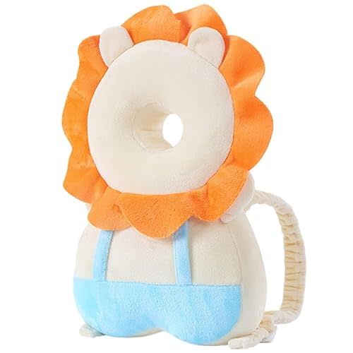 Baby Walker Head Protector Toddler Adjustable Baby Head Protection Backpack Wear Safety Pad (White Lion)