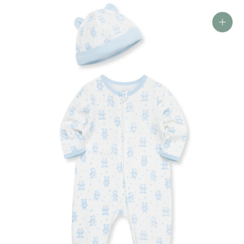 Happy Bear 2-Way-Zip Footie & Hat