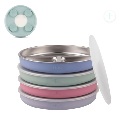 7.8" Stainless Steel Divided Plates with Suction Sleeve