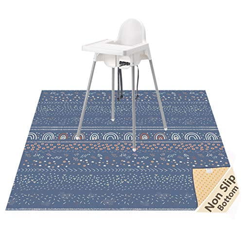 Splat Mat for Under High Chair/Arts/Crafts, 51" Waterproof Spill Mat Washable Non-Slip Floor Protector Splash Mat, Messy Mat and Table Cloth