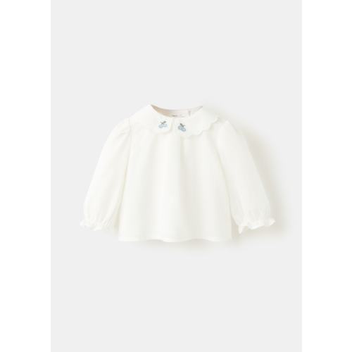 Embroidered blouse with scalloped details - Kids | MANGO USA