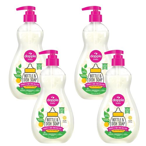 Dapple Bottle and Dish Soap Baby, Fresh Citrus, 16.9 Fl Oz (Pack of 1) - Plant Based Dish Liquid for Dishes & Baby Bottles - Hypoallergenic Soap, Liquid Soap