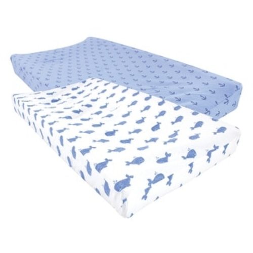 Hudson Baby Infant Boy Cotton Changing Pad Cover, Blue Whale, One Size - Blue Whale