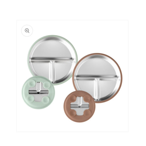Stainless Steel Plate Set of 2 (Mocha Mousse & Sage Green)
