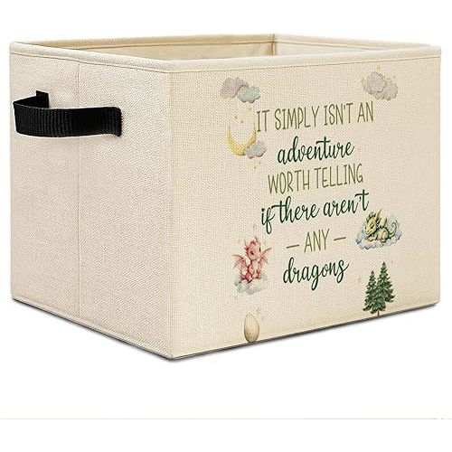 Dragon Nursery Storage Bins,Adventure Forest Dragon Storage Basket Organizer for Classroom Kids Room Nursery Playroom Clothes Toys Books,Toybox for Girls，Dragon Nursery Decor
