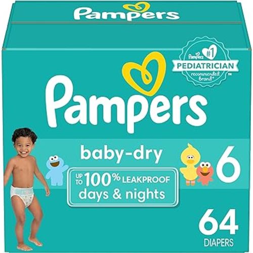Pampers Baby Dry Diapers - Size 6, 64 Count, Absorbent Disposable Diapers