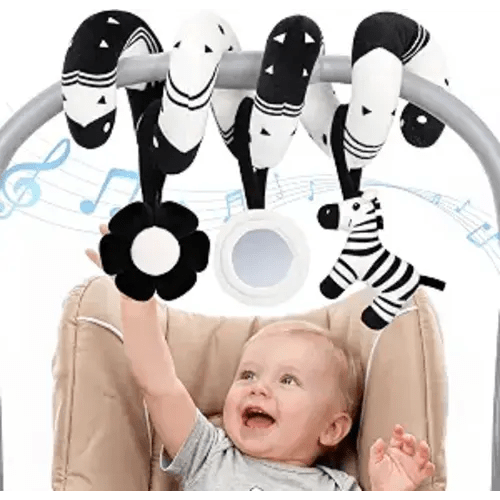 URMYWO Spiral Car Seat Toys for Babies 0-6 Months with Zebra Rattle