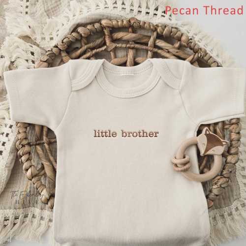 Embroidered Little brother ONESIES® brand Pregnancy Announcement ONESIES® brand, Custom Girl Boy Natural Baby Name ONESIES® Siblings 832