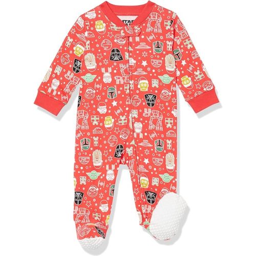 Amazon Essentials Disney | Marvel | Star Wars Unisex Babies' and Toddlers' Snug-Fit Cotton Footed Pajamas, Multipacks