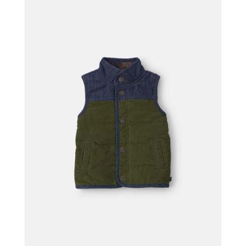 Baby Boy Color Block Corduroy Vest - Olive Green/Blue - OshKosh B'gosh | Carter's
