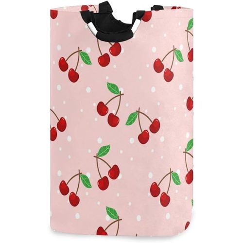Cherry Laundry Hamper, Water-Resistant Oxford Cloth Storage Baskets with Handle, Foldable Lightweight Durable Store Basket for Home Bathroom Bedroom Dorm Nursery