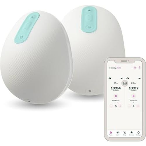 Willow 360 - Wearable Breastfeeding Pump - Hands Free Breast Pump - The only Leak-Proof Wearable Breast Pump - 7 Levels of Hospital Grade Suction Strength, App Compatible - Postpartum Essentials