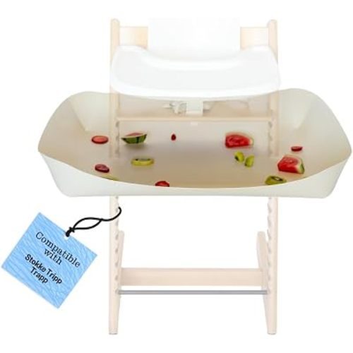 CATCHY -Food Catcher-Compatible with Stokke Tripp Trapp High Chair +11 Other High Chairs-Highchair Sold Separately-Baby & Toddler Food & Mess Catcher-Premium Linen Inspired -Under High Chair Accessory