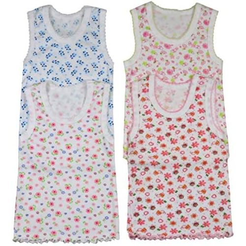 ToBeInStyle Girl's 4 Pack Ruffle Hem Cotton Tank Tops