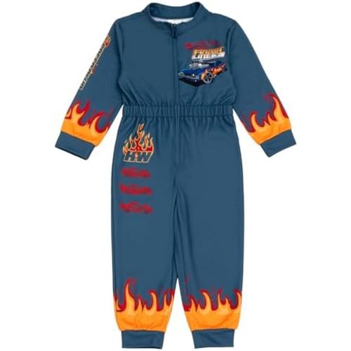 Hot Wheels French Terry Racing Zip Up Coverall Toddler to Big Kid Sizes (2T - 10-12)