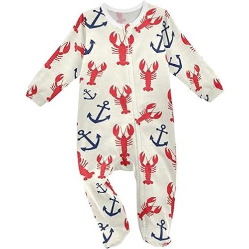 Amazon.com: Dussdil Lobster Anchor Baby One-Piece Footies Newborn Rompers Pajamas Cotton Footed Pjs for Sleep Play Boys Girls 3M: Clothing, Shoes & Jewelry