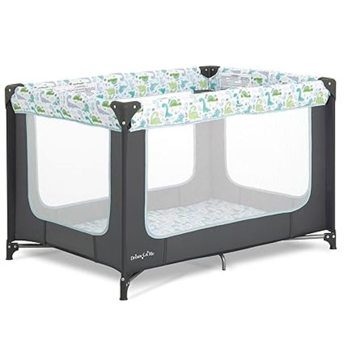 Dream On Me Zodiak Portable Playard, Compact for Travel, Carry Bag, Gray/Green