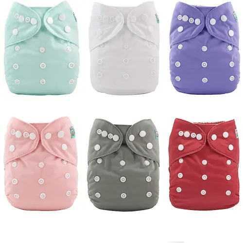 ALVABABY 6 Pack Cloth Diaper with 12 Inserts One Size Adjustable Washable Reusable Diaper Cover for Baby Girls and Boys