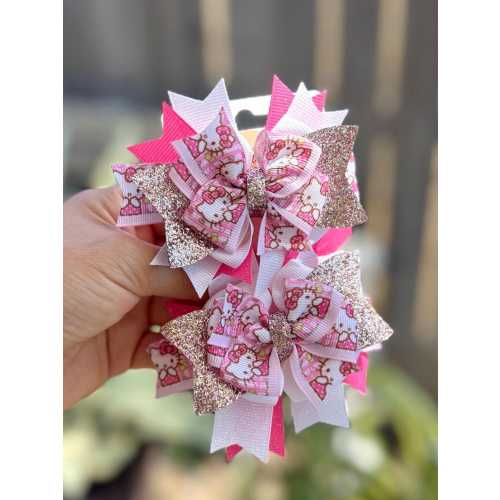 Two Kitty Pigtails Bows