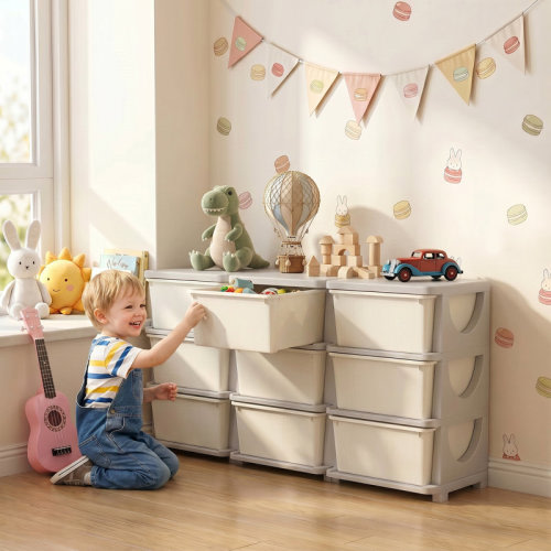 Rebrilliant Qaba 3 Tier Kids Storage Unit, Toy Organizers and Storage with Drawer Chest for Kids Bedroom Nursery Kindergarten Living Room for Boys Girls Toddlers, & Reviews | Wayfair