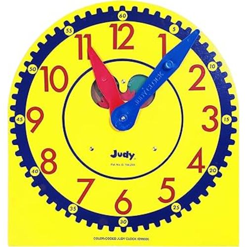 Carson Dellosa 13" x 12" Judy Clock, Learn to Tell Time with Color Coded Clock Hands, Analog Time Telling for Kids, Hands-On Learning Education Classroom and Homeschool Supplies