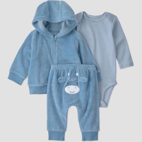 Carter's Just One You® Baby Boys' 3pc cow bodysuit and pant Set with jacket - Blue Newborn