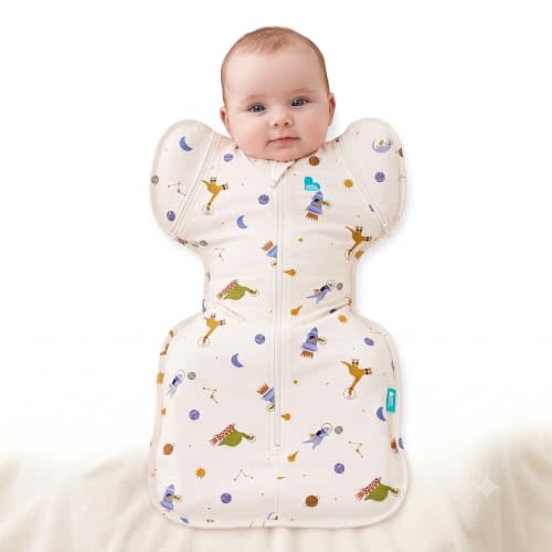 Love to Dream Swaddle Up Transition Bag | 1.0 TOG, 19-24 lbs, Space Dinos | Sleep Sack with Patented Zip-Off Wings for Arms-Free Transition | Snug Fit & Easy Diaper Changes | Moderate Temps 68-75 F