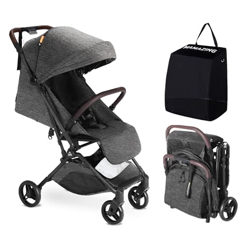 MAMAZING Ultra Air Lightweight Baby Travel Stroller with Carbon Fiber Frame, Compact & Airplane-Friendly, One-Handed Fold, 11.6 lbs, Perfect for Toddlers, Black