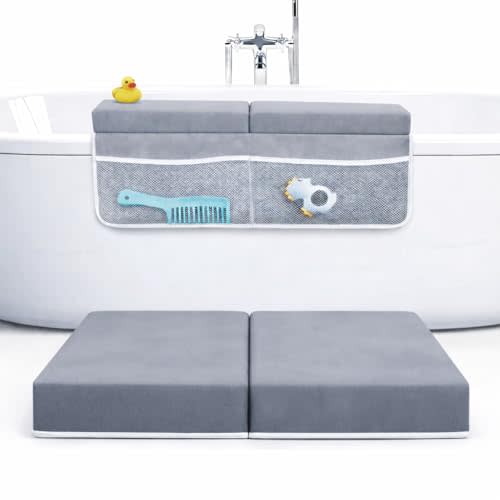 Rylor Premium Baby Bath Kneeler Mat & Elbow Rest Pad Set – Comfortable Bath Kneeler and Elbow Kneeling Rest Pad for Parents, Extra Long 26'', 2.4'' Thick, Non-Slip Support for Easy Bath Time (Grey)