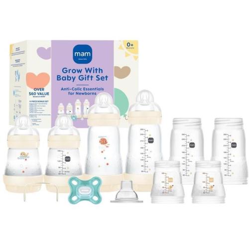 Mam - 15Pk Grow with Baby Gift Set Anti-Colic Bottles & Silicone Nipples SkinSoft