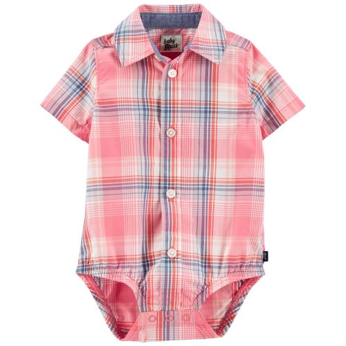 Baby Plaid Button-Front Bodysuit - 6M - Multi