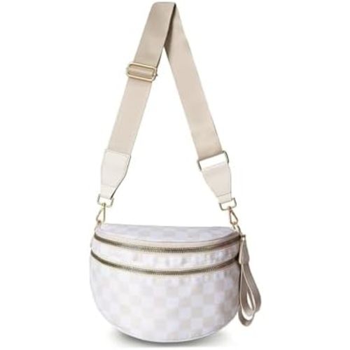 Emmafy GoFree -The RoomiestCrossbody for Women, Roomy Checkered Nylon Purse, Travel Hobo & Bum Bag