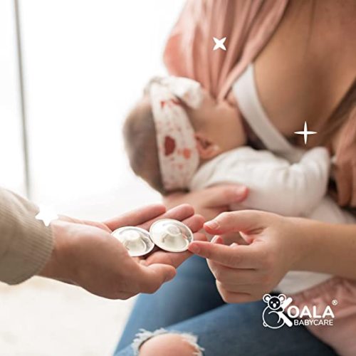 Koala Babycare Silver Nursing Cups Made in Italy – Protect and Soothe Sore and Cracked Nipples While Breastfeeding - Nursing Pads in Tri-Laminate Silver - Nipple Shields for Nursing Newborn