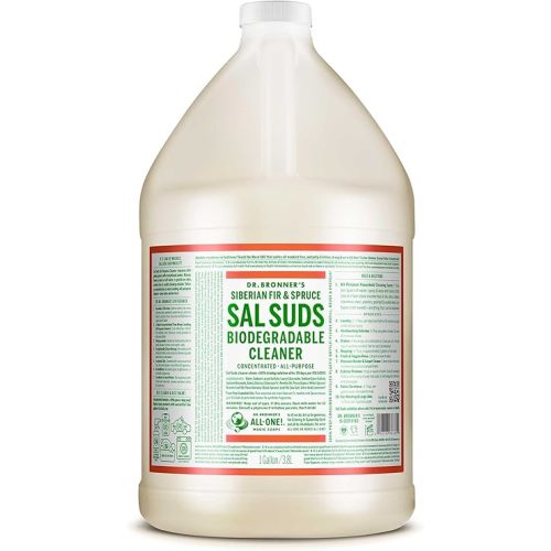 Dr. Bronner's - Sal Suds Biodegradable Cleaner (1 Gallon) - All-Purpose, Pine Cleaner for Floors, Laundry and Dishes, Concentrated, Cuts Grease and Dirt, Powerful Formula