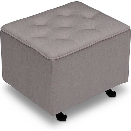Delta Children Diamond Tufted Gliding Ottoman, French Grey