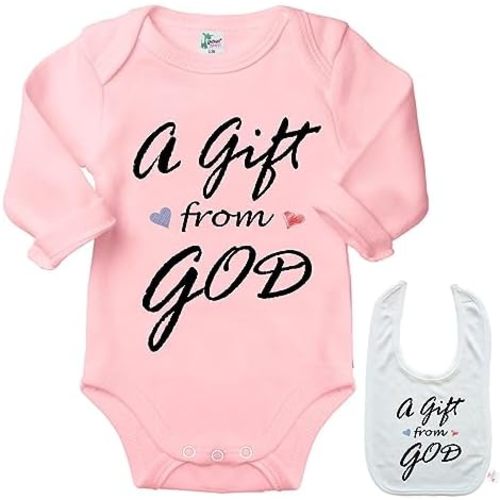 Glft from God- Cute miracle newborn Baby T Bodysuit infant Outfit Onesie & Bib